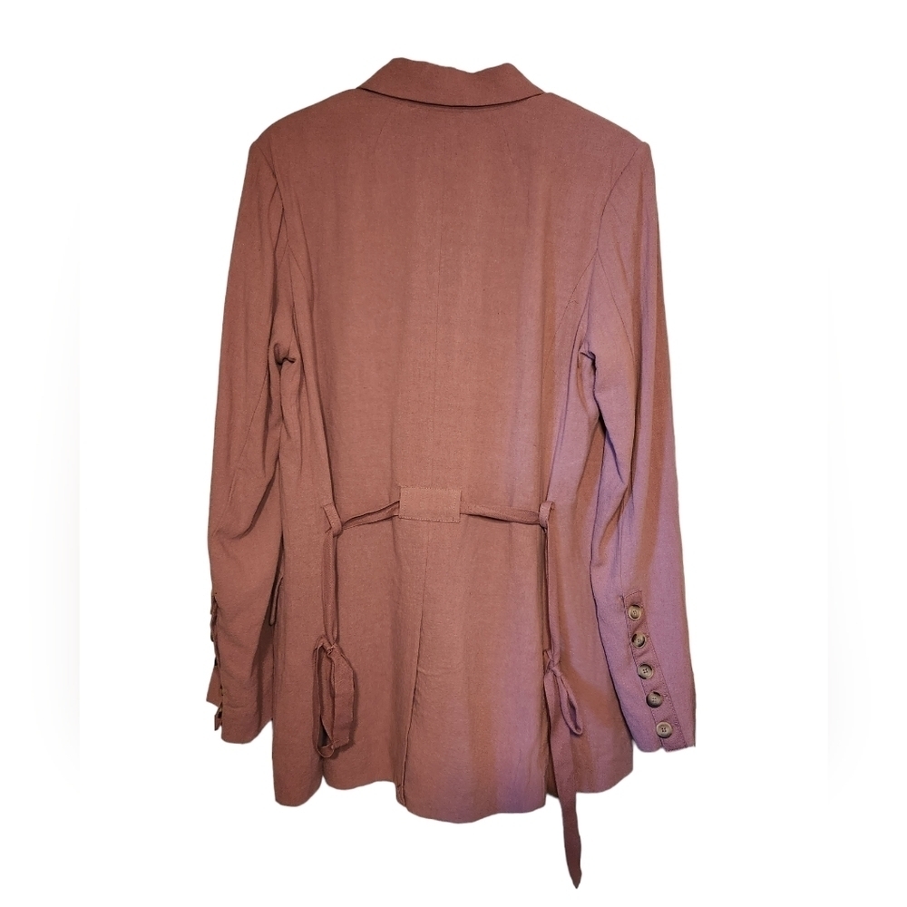NWT Free People Olivia Double Breasted Oversized Linen Blend Blazer Purple Sz M - Picture 4 of 7
